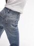 Topshop Petite straight Kort jeans in mid blue