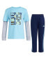 ფოტო #4 პროდუქტის Little Boys Layered Cotton T-shirt and Fleece Pants Set, 2 Piece