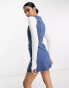 ASOS DESIGN denim vintage mini dress with button through in midwash blue