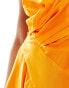 Фото #2 товара ASOS DESIGN bandeau asymmetric bias satin mini dress in bright orange