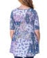 ფოტო #3 პროდუქტის Print Elbow Sleeve V Neck Henley Tunic Top