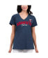 Фото #1 товара Women's Navy Distressed Minnesota Twins Key Move V-Neck T-shirt