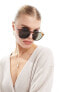 ASOS DESIGN round sunglasses in crystal brown with metal temple