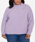 Фото #9 товара Plus Size Classic Chenille Diamond Stitch Turtleneck Sweater