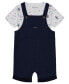 ფოტო #3 პროდუქტის Baby Boys Short Sleeve Print T-shirt, Patterned French Terry Shortalls and Bucket Hat, 3-Pc Set