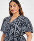 ფოტო #4 პროდუქტის Plus Size Printed Puff-Sleeve Maxi Dress