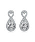 Sterling Silver with White Gold Plated Clear Pear and Round Cubic Zirconia Infinity Drop Earrings