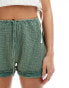 Pull&Bear linen look crinkle texture short in washed green