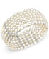 ფოტო #1 პროდუქტის Cultured Freshwater Pearl (5mm) Multirow Wide Bangle Bracelet in Sterling Silver