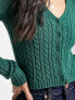 Фото #4 товара Hollister slim cropped cable knit cardigan in green