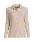 ფოტო #1 პროდუქტის Women's Plus Size Long Sleeve Wide Rib Button Front Polo Shirt