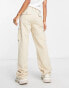 Фото #2 товара Bershka straight leg cargo trousers in beige