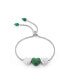 ფოტო #1 პროდუქტის Luv Me Love Heart Green Aventurine Gemstone Sterling Silver Bolo Adjustable Bracelet