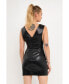 Women's Stretch PU Cut-out Mini Dress