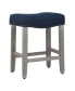 Фото #4 товара 24" Upholstered Saddle Seat Faux Leather Counter Stool