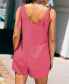 Women's Linen Knotted Strap V-Neck Romper