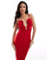 Фото #2 товара ASOS DESIGN mesh cami midi dress with curvy neckline in red