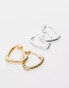 Фото #3 товара Accessorize heart hoop x 2 multipack in gold and silver