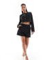 In The Style exclusive metallic boucle gold button cropped tailored jacket co-ord in black