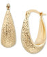 ფოტო #1 პროდუქტის Graduated Textured Chunky Oval Hoop Earrings in 14k Gold, Created for Macy's