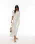 Topshop linen satin cut out midi dress in ivory