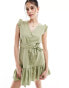 Фото #4 товара Threadbare linen blend mini dress pistachio green