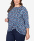 ფოტო #4 პროდუქტის Plus Size Geometric Puff Print Twisted Top