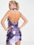 Фото #2 товара Miss Selfridge Premium disc sequin halter top co-ord in purple - PURPLE