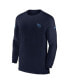 Men's Navy Tennessee Titans Sideline Coach Performance Long Sleeve T-shirt