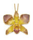 Фото #1 товара Diamond2Deal 24K Gold-trim Lacquer Dipped Purple Yellow Dendrobium Orchid Necklace