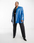 Фото #8 товара ASOS DESIGN Curve coated canvas grandad coat in blue