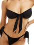 Miss Selfridge mix and match tie front bandeau bikini top in black