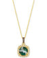 Фото #1 товара Le Vian peacock Aquaprase (1-7/8 ct. t.w.) & Diamond (1/4 ct. t.w.) Cushion Halo 20" Pendant Necklace in 14k Gold