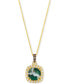 Фото #1 товара Peacock Aquaprase (1-7/8 ct. t.w.) & Diamond (1/4 ct. t.w.) Cushion Halo 20" Pendant Necklace in 14k Gold