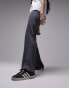 Фото #1 товара Topshop acid wash rib straight leg trouser in charcoal