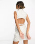 ASOS DESIGN dripped jewel embellished structured blazer mini dress with cut out back detail in white