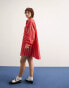 Фото #10 товара ASOS DESIGN oversized shirt dress with dropped pockets in red stripe