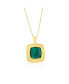 Фото #1 товара Sterling Silver Square Malachite Designed Pendant Necklace - Gold Plated