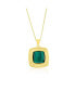 ფოტო #1 პროდუქტის Sterling Silver Square Malachite Designed Pendant Necklace - Gold Plated