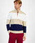 Фото #1 товара Men's Bold Stripe Quarter-Zip Sweater, Created for Macy's