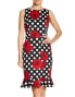 Фото #1 товара Carole Wren 157502 Women's Floral Polka Dot Ruffle Hem Sleeveless Dress Sz. 10