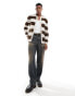 Фото #4 товара ASOS DESIGN knitted textured cardigan with stripe pattern in brown