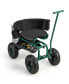 Фото #1 товара Rolling Garden Cart with Height Adjustable Swivel Seat and Storage Basket-Green