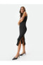 Фото #3 товара Midi Elbise Halter Yaka Dokulu Yırtmaç Detaylı
