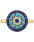 ფოტო #3 პროდუქტის EFFY® Sapphire (1/2 ct. t.w.), Turqouise & Diamond (1/20 ct. t.w.) Statement Ring in 14k Gold