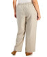 Фото #2 товара Plus Size Linen Cropped Pants, Created for Macy's
