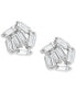 ფოტო #1 პროდუქტის Rhodium-Plated Rectangle Crystal Cluster Stud Earrings