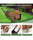 Wooden Wagon Planter Box with Wheels Handles and Drainage Hole-Rustic Brown