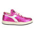 Фото #1 товара Diadora Mi Basket Row Cut Metallic Used Lace Up Womens Pink Sneakers Casual Sho