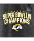 ფოტო #5 პროდუქტის Women's Heather Charcoal Los Angeles Rams Super Bowl LVI Champions Schedule V-Neck T-shirt